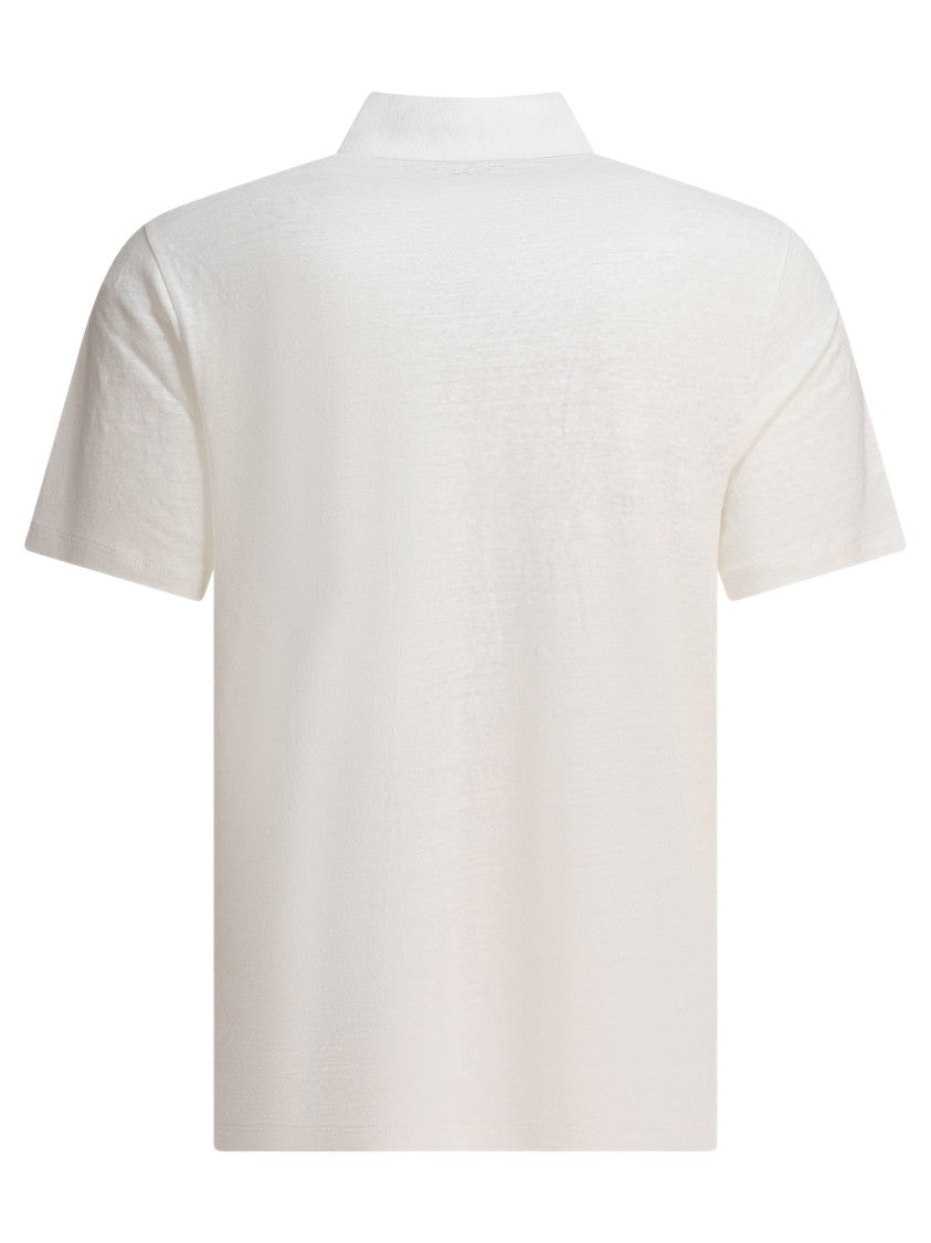 Vince Classic White Linen Polo Shirt
