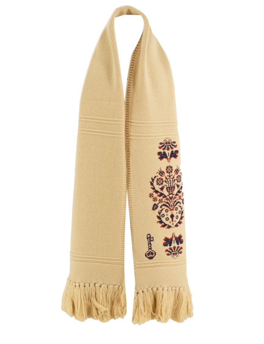 Etro Ivory Wool And Cashmere Scarf