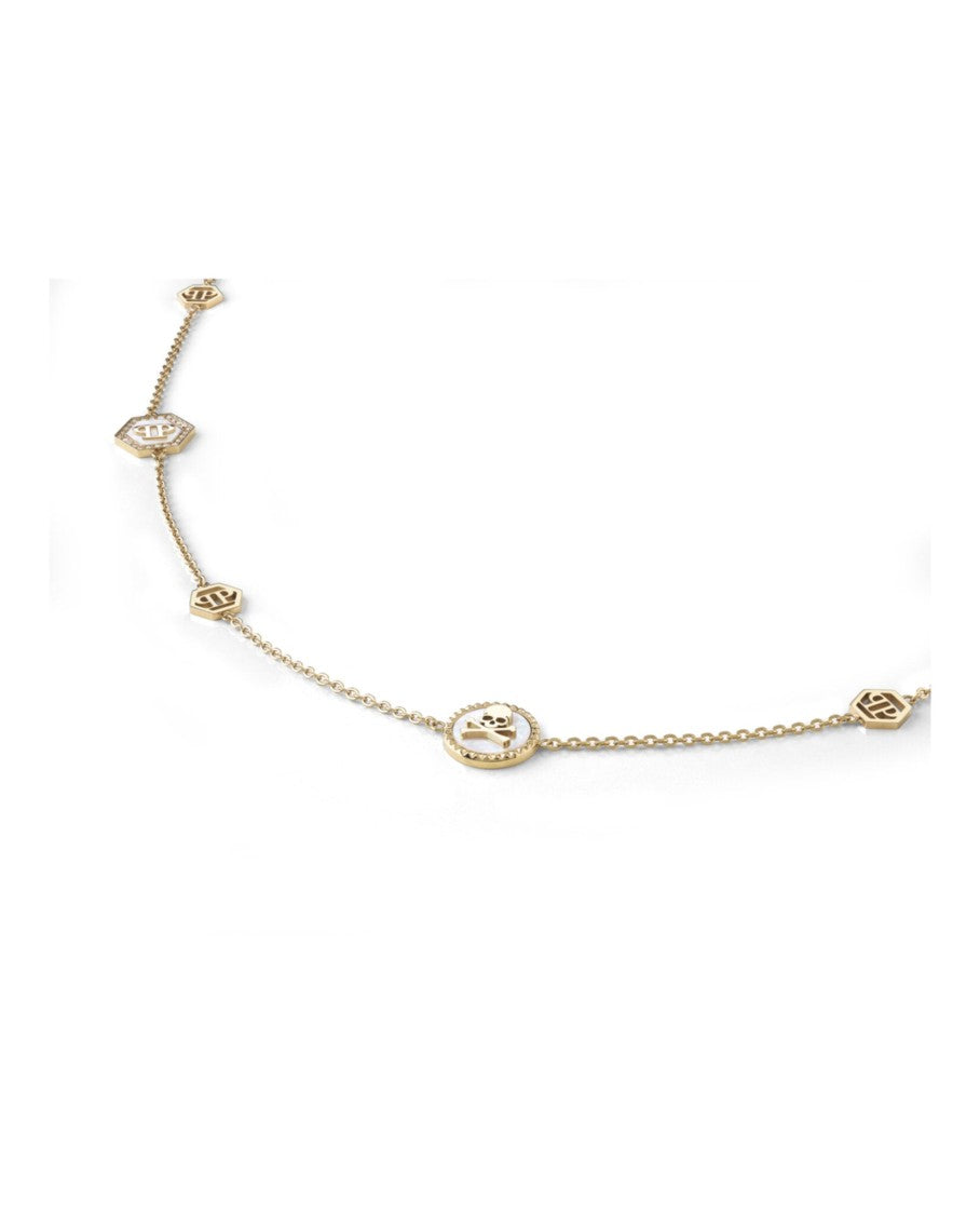 Philipp Plein Plein Mini Logo Crystal Cable Chain Necklace