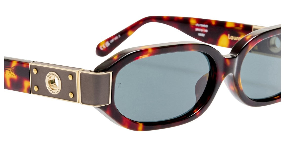 Linda Farrow Lfl Oversized Geometric Tortoiseshell Sunglasses With Gold-Tone Accents