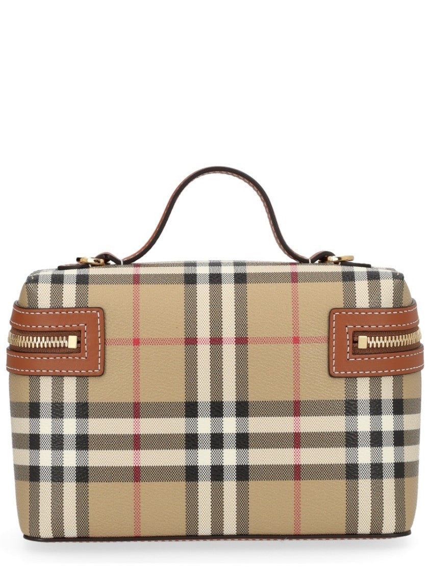 Burberry Vanity Check Structured Check Pattern Tote Bag
