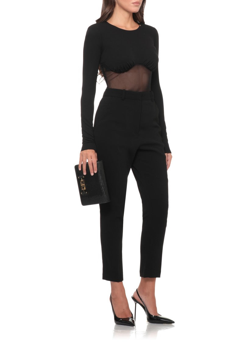 Elisabetta Franchi Black Sheer Mesh Bodysuit