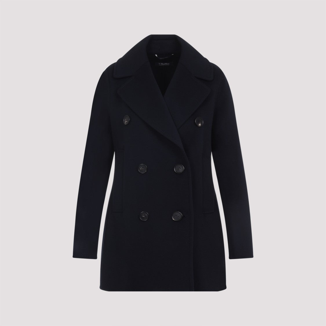 Max Mara Double-Breasted Blue Virgin Wool Caban Coat