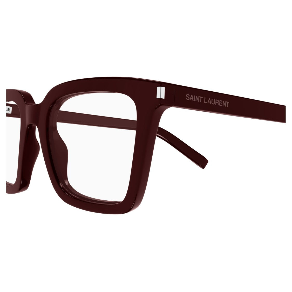 Saint Laurent Oversized Square Burgundy Sunglasses With Glossy Finish