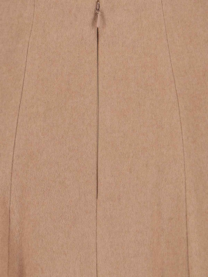 Max Mara Pleated Midi Skirt In Camel Wool