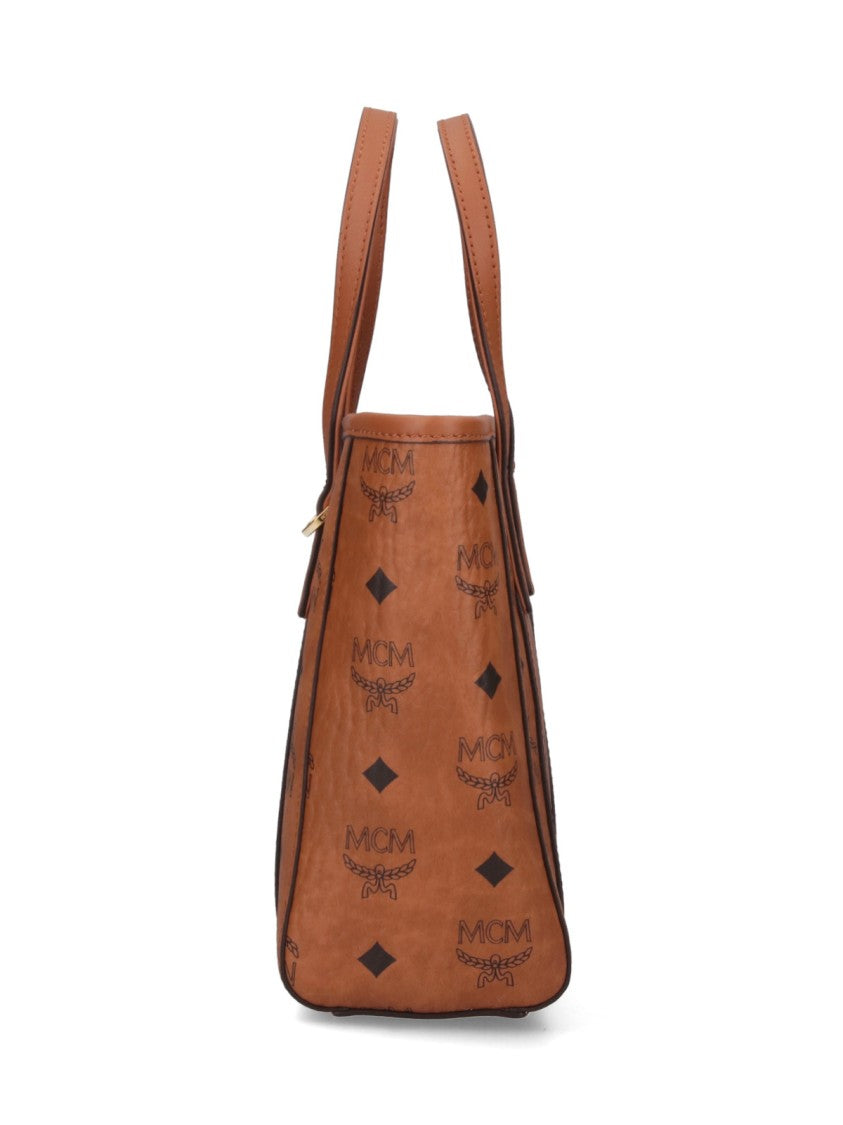 Mcm "Toni Top-Zip" Small Tote Bag, In Brown "Visetos"