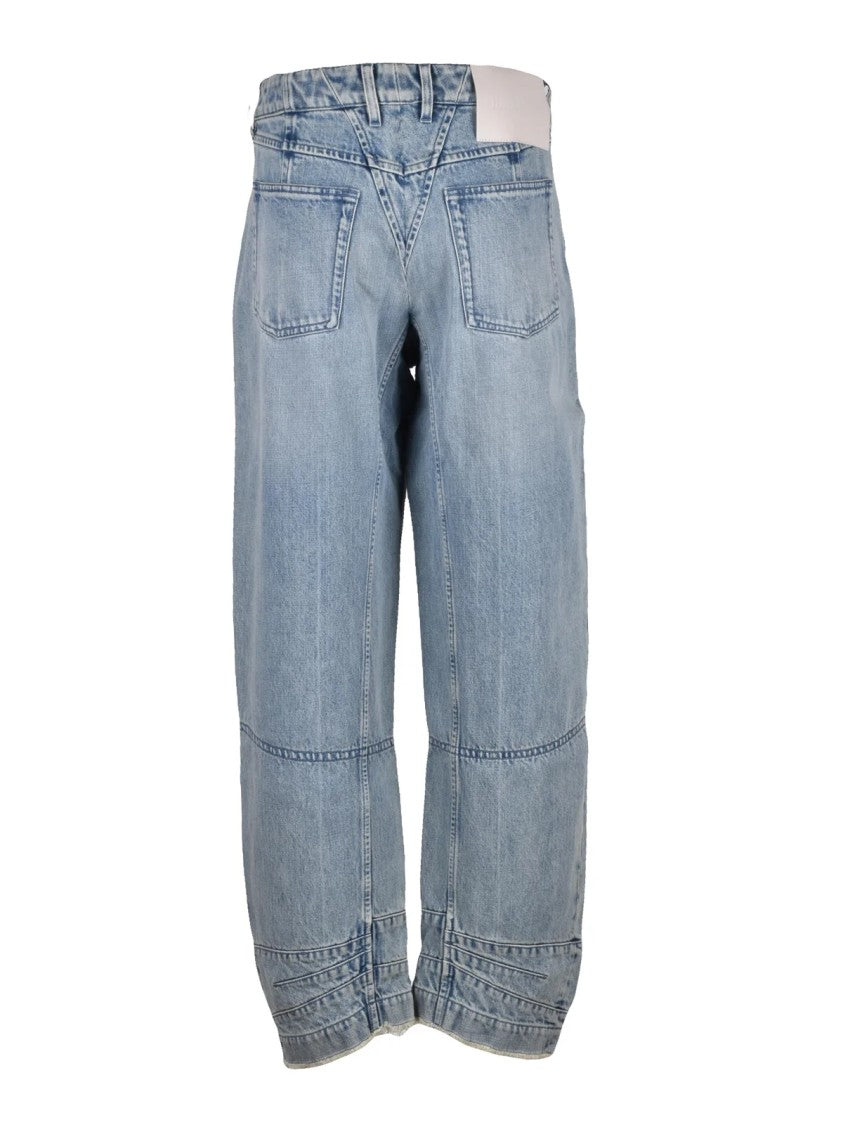 Jil Sander Blue Rigid Tapered Hem Cotton Baggy Jeans