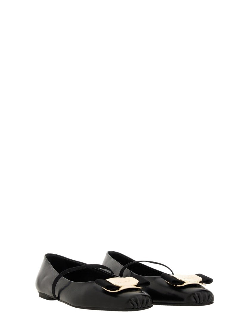 Ferragamo Zina Lamb Leather Pointed Toe Flats