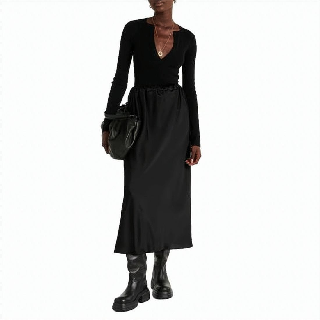 Max Mara Black Deep V-Neck Sweater With Cashmere-Silk Blend