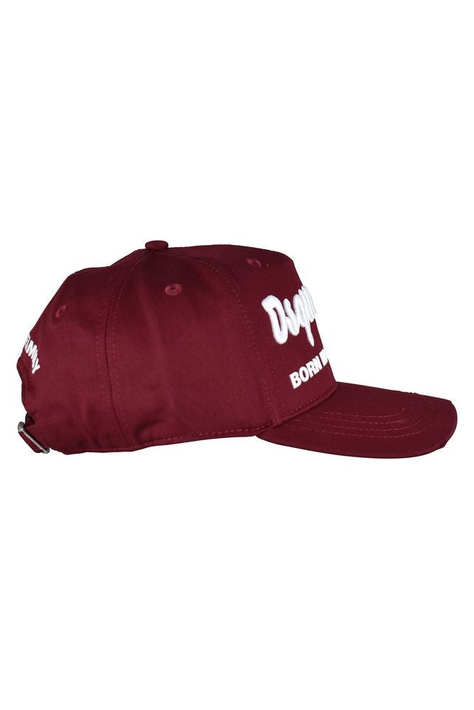 Dsquared2 Burgundy Cotton Cap With Iconic Embroidery