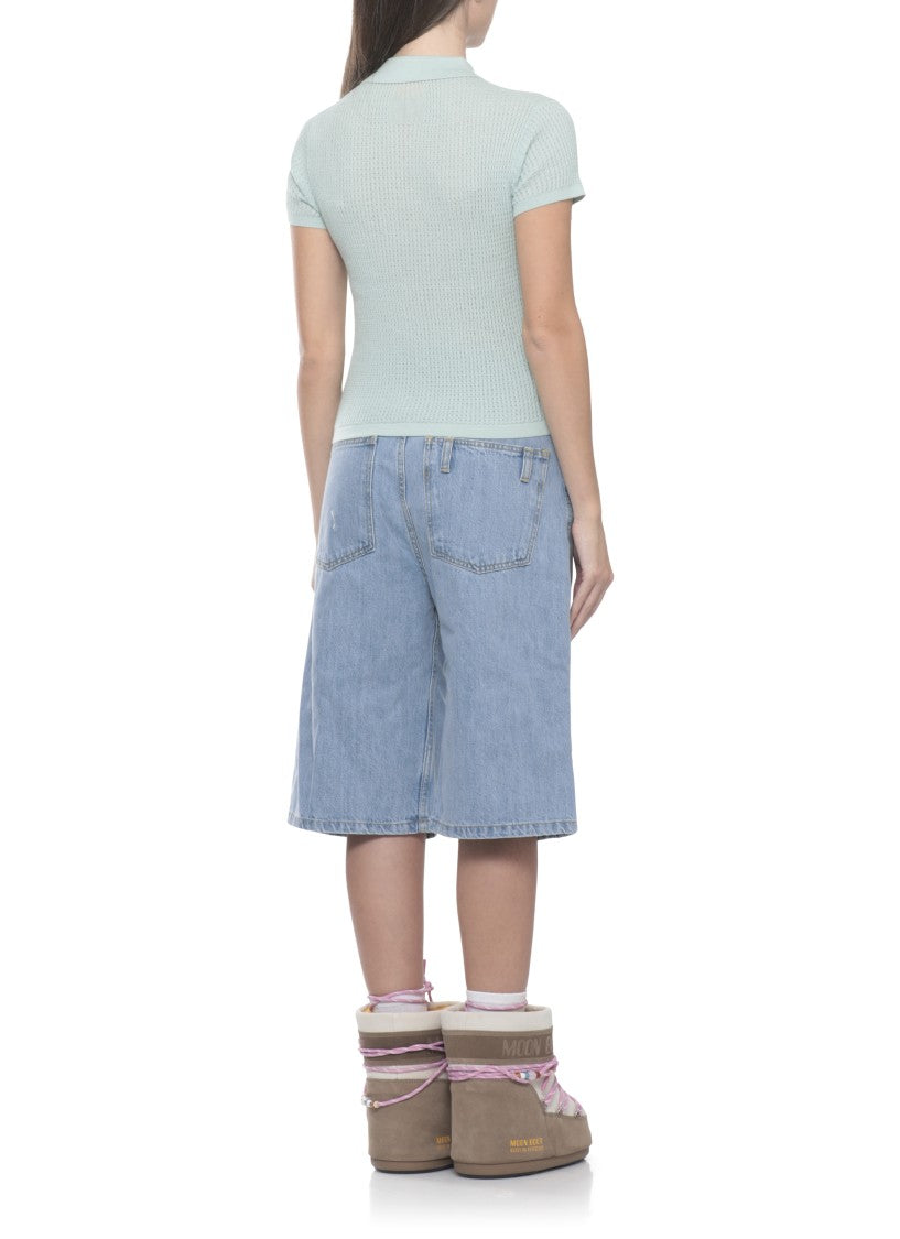 Guest In Residence Water Green Shrunken Cashmere Polo Shirt