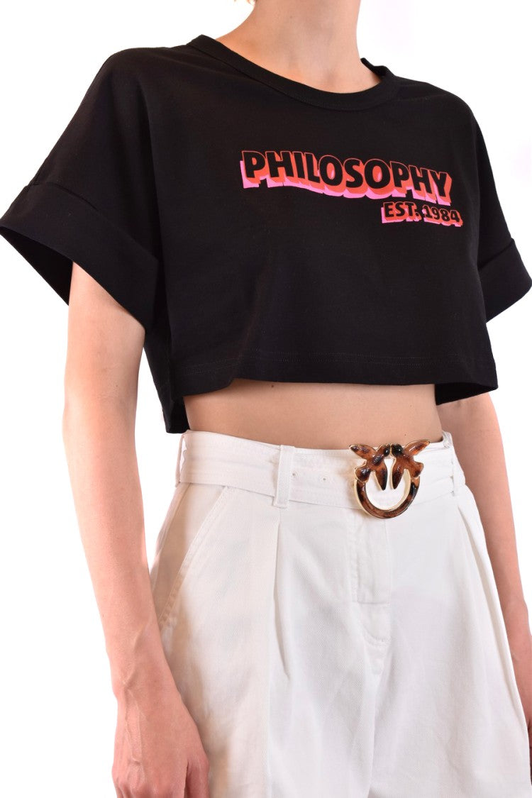 Philosophy Di Lorenzo Serafini Boxy-Cropped T-Shirt With Bold Gradient Graphic