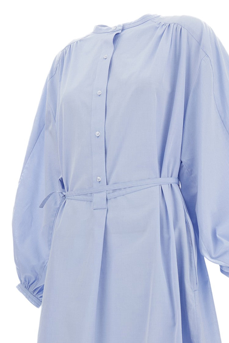 Loulou De Saison Midi-Length Shirt Dress With Balloon Sleeves And Mandarin Collar