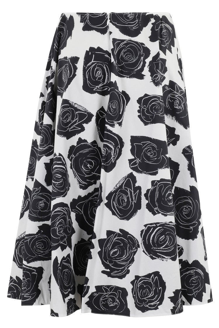 Marni Floral Print Midi Skirt With Discreet Zipper Closure