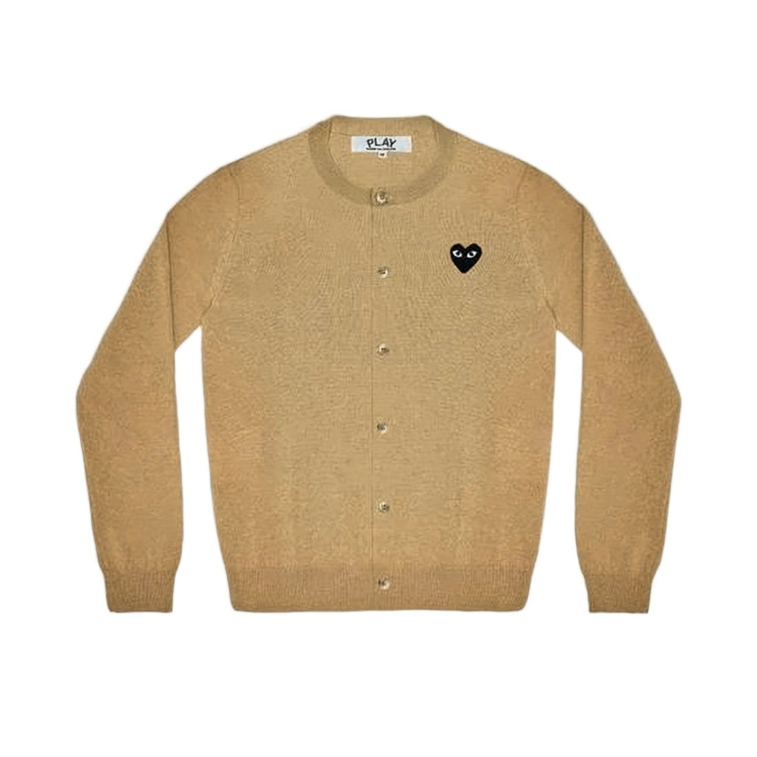 Comme Des Garçons Brown Wool Cardigan With Metallic Button Front And Heart Emblem