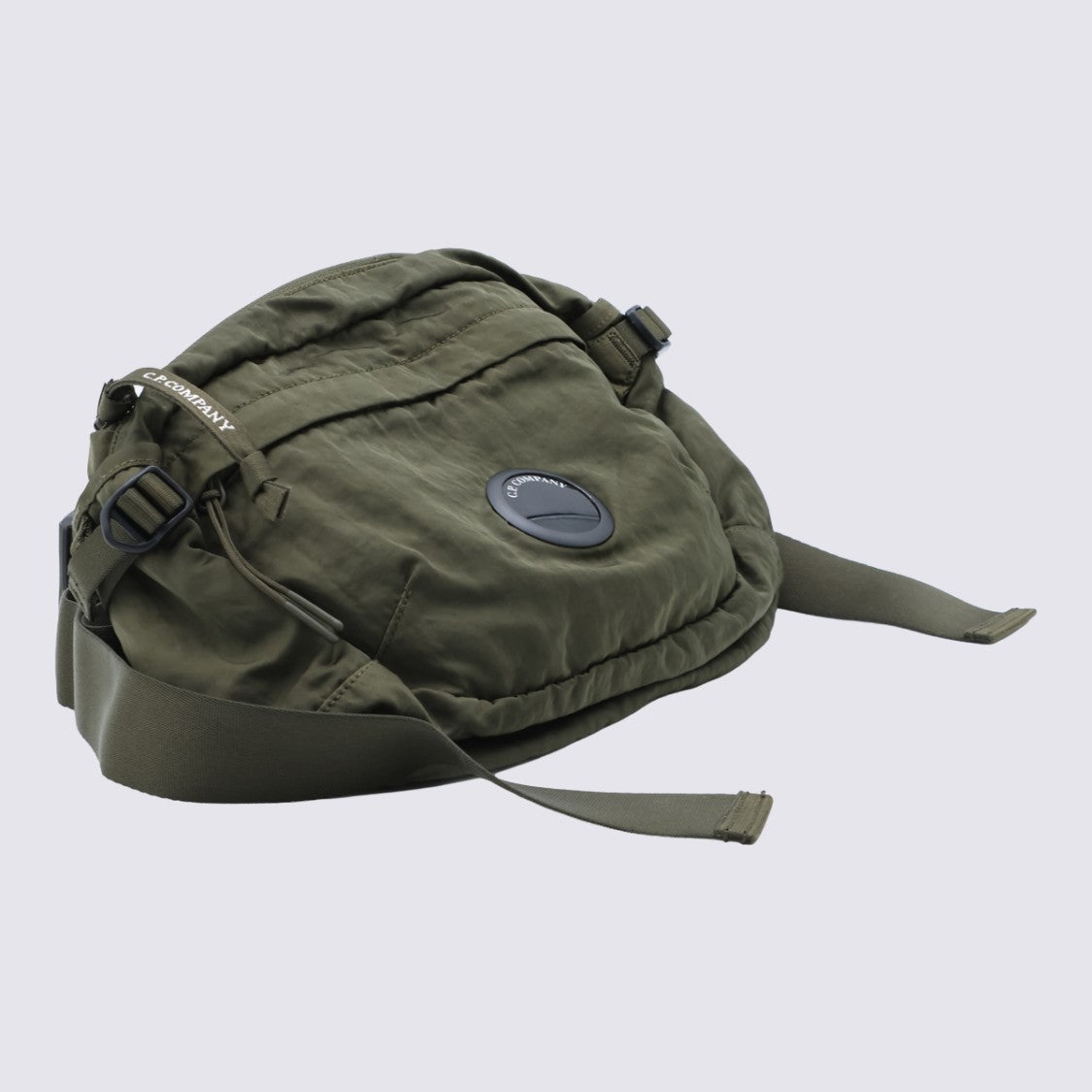 C.P. Company Rounded Rectangular Olive Green Bag With Circular Logo