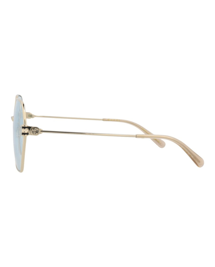Gucci Square-Frame Metal Sunglasses With Adjustable Nosepads