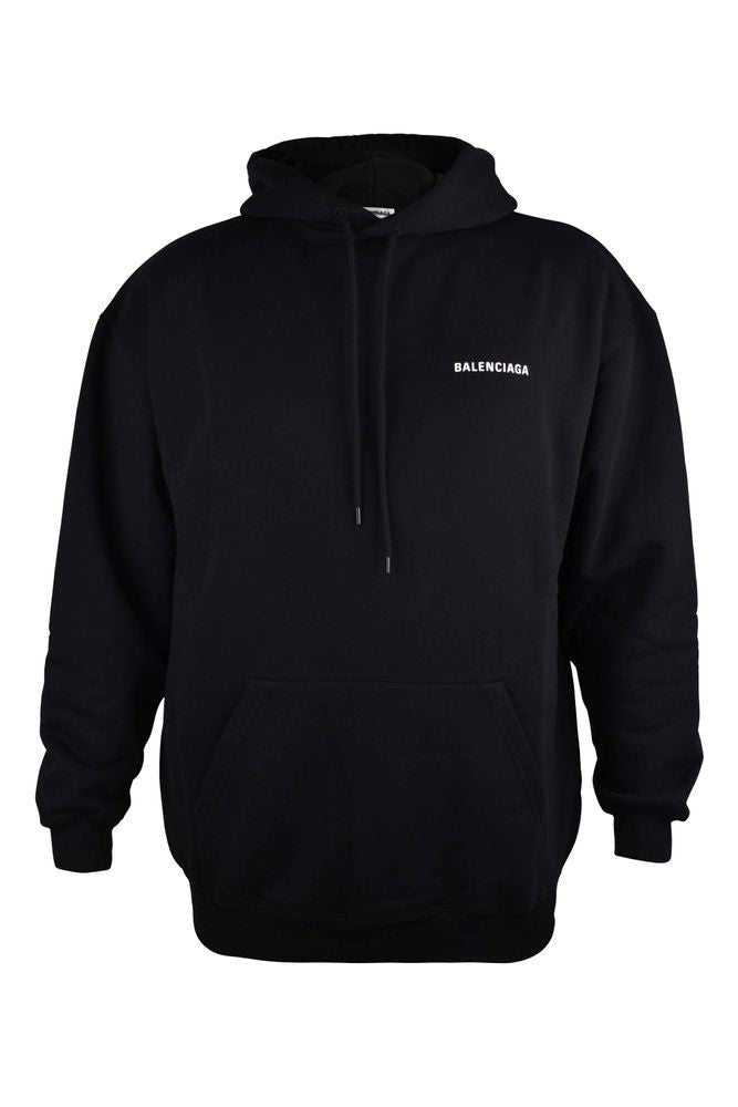 Balenciaga Black Cotton Hooded Sweatshirt