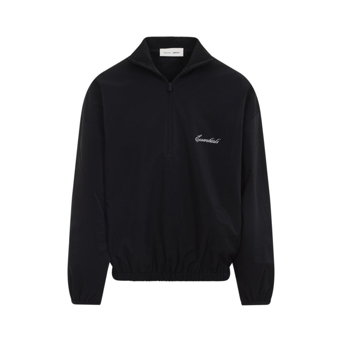 Fear Of God Jet Black Sporty Nylon Half Zip Sweatshirt