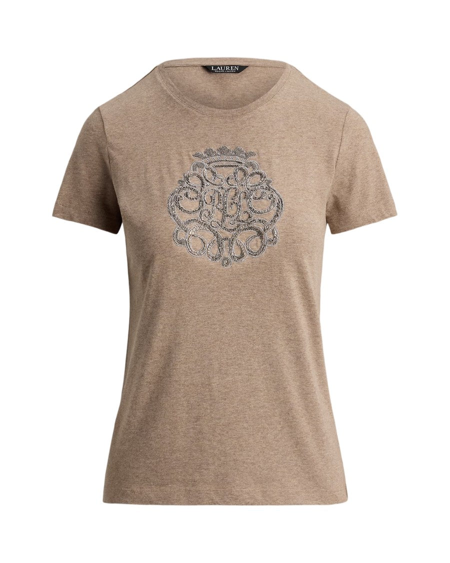Lauren Ralph Lauren Heathered Beige Short Sleeve T-Shirt