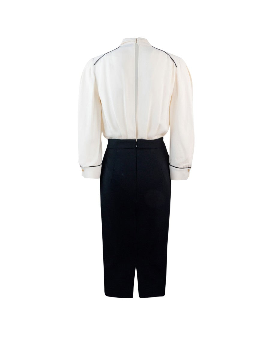 Elisabetta Franchi Georgette And Crêpe Dress With Piping