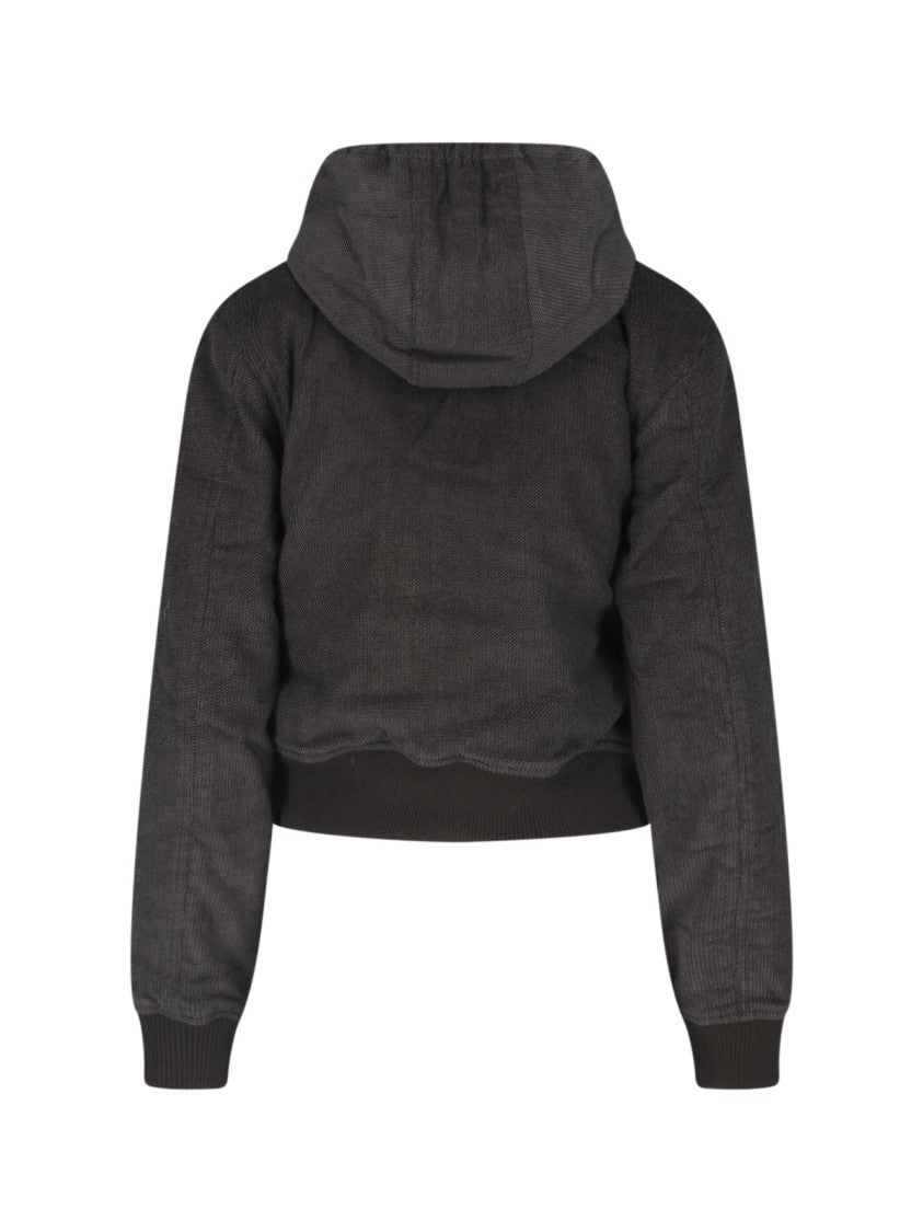 Our Legacy Black Cropped Textured Hooded Jacket