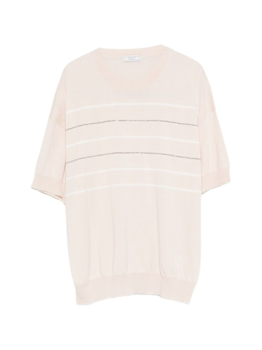 Peserico Light Pink Relaxed-Fit Ribbed T-Shirt