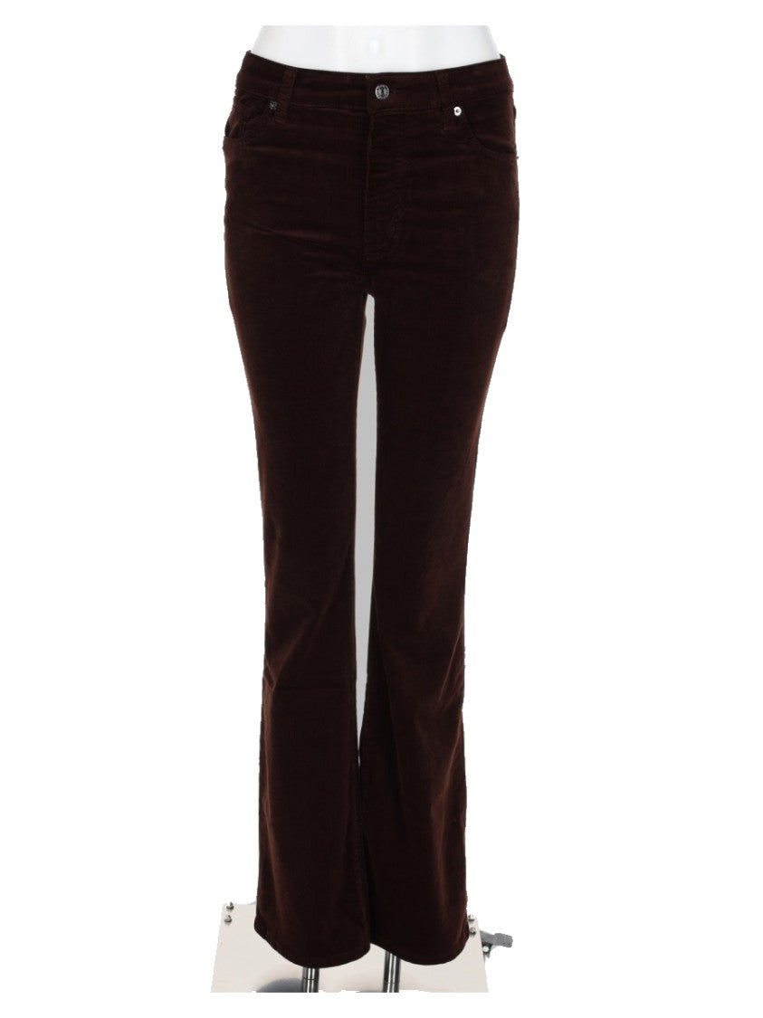 Frame Flared Brown Trousers With Velvety Texture And Classic Styling