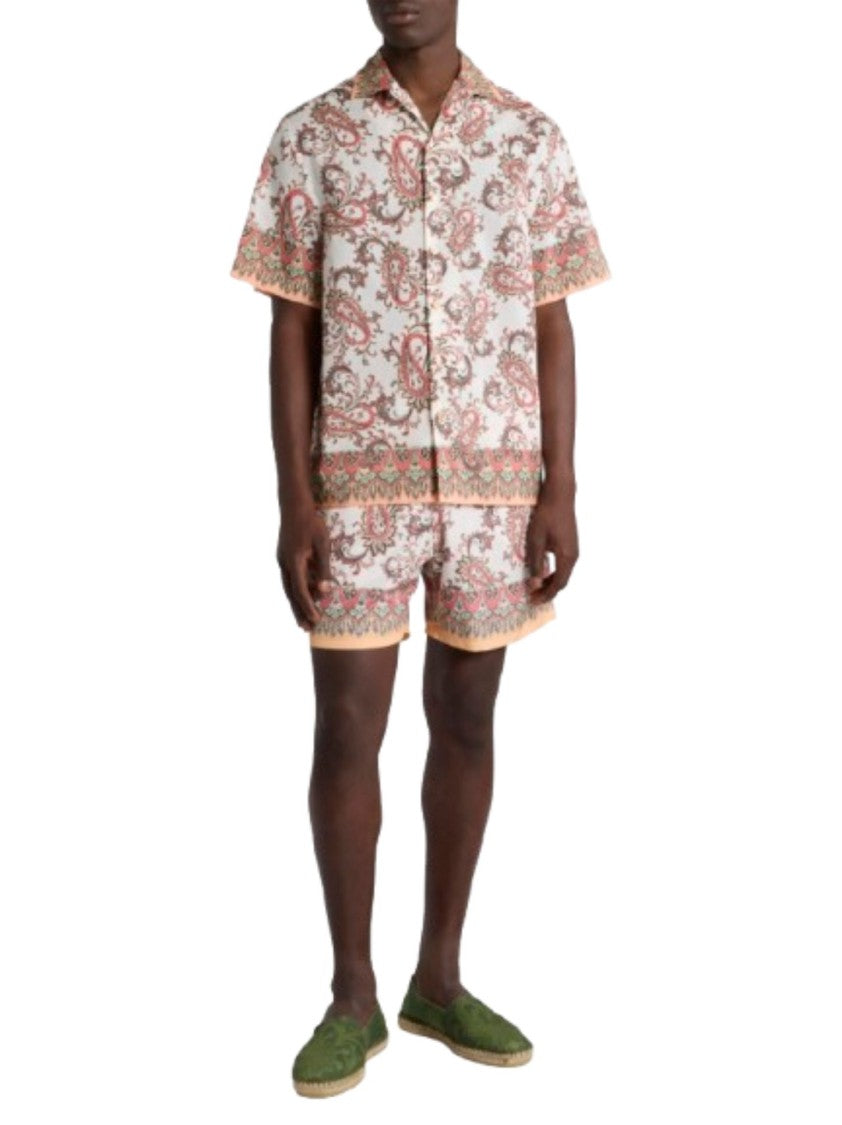 Etro Orange Floral Paisley Shirt