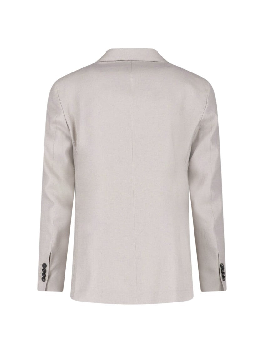 Tagliatore Gray Double-Breasted Linen Suit