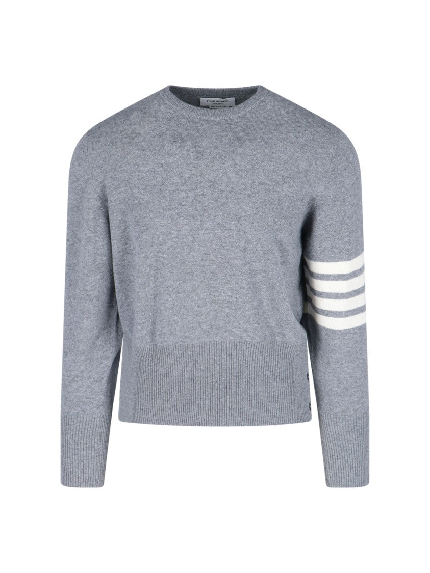 Thom Browne "Loopback 4-Bar" Sweater – Light Grey