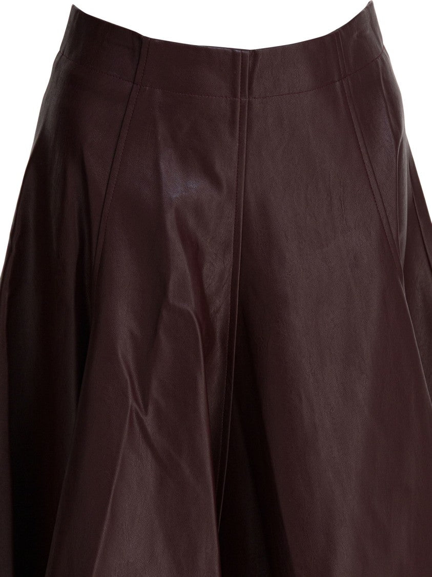 Thelaurent Flared Bordeaux Skirt With Structured Panels