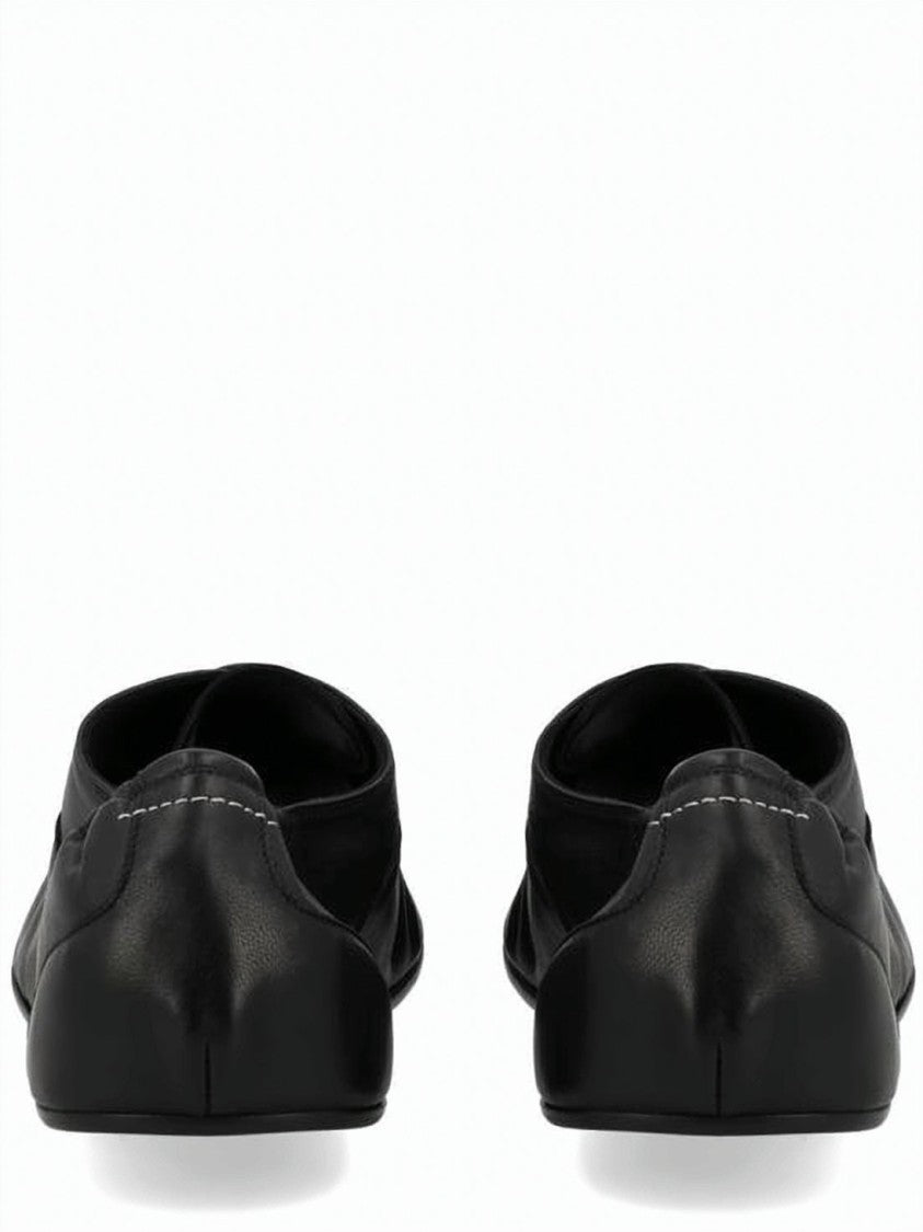 Mm6 By Maison Margiela Pointed Toe Black Leather Dress Shoes