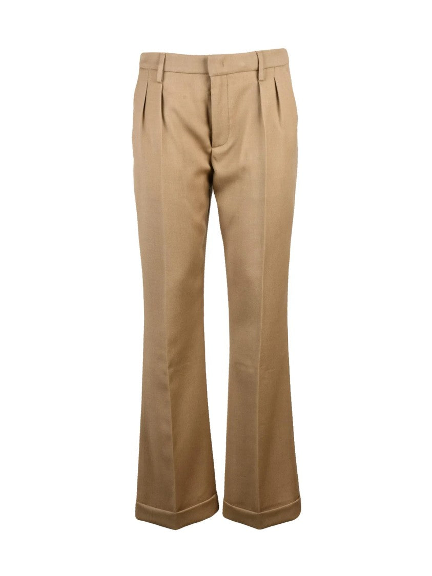 Dondup Beige Miki Low-Waisted Virgin Wool Straight-Leg Pants