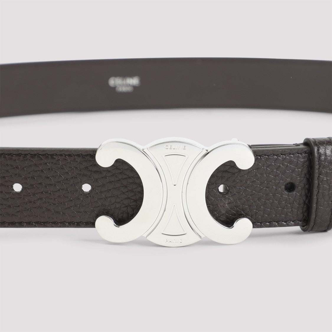 Celine Textured Calf Leather Belt With Double-C Buckle