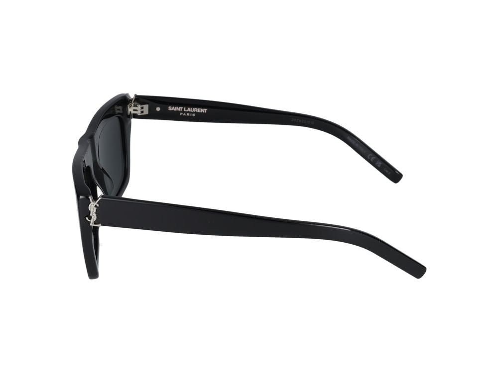 Saint Laurent Black Glossy Acetate Oversized Square Sunglasses