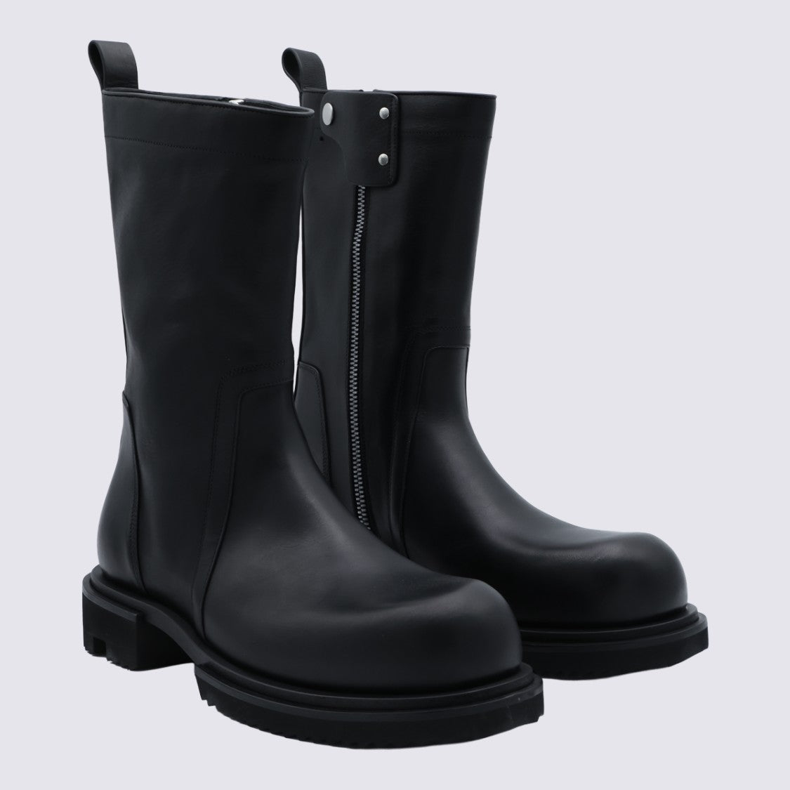 Rick Owens Mid-Calf Boots With Rounded Toe And Chunky Sole