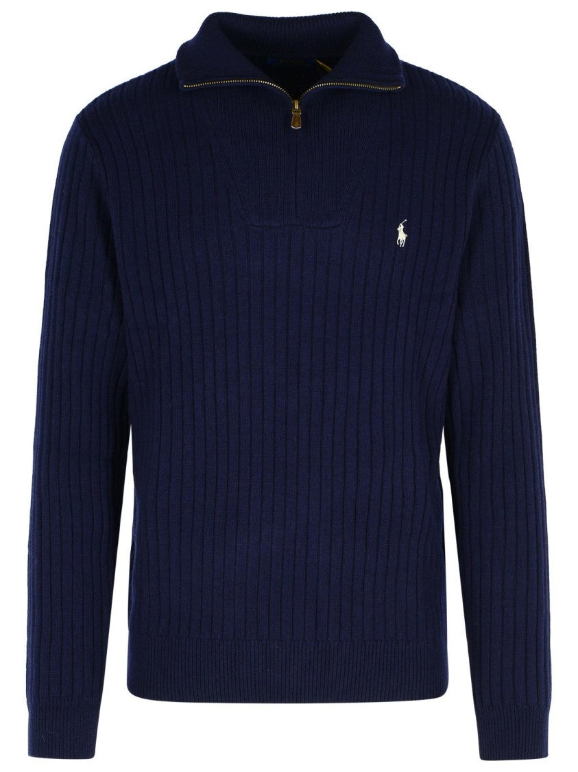Polo Ralph Lauren Navy Wool And Cotton Sweater