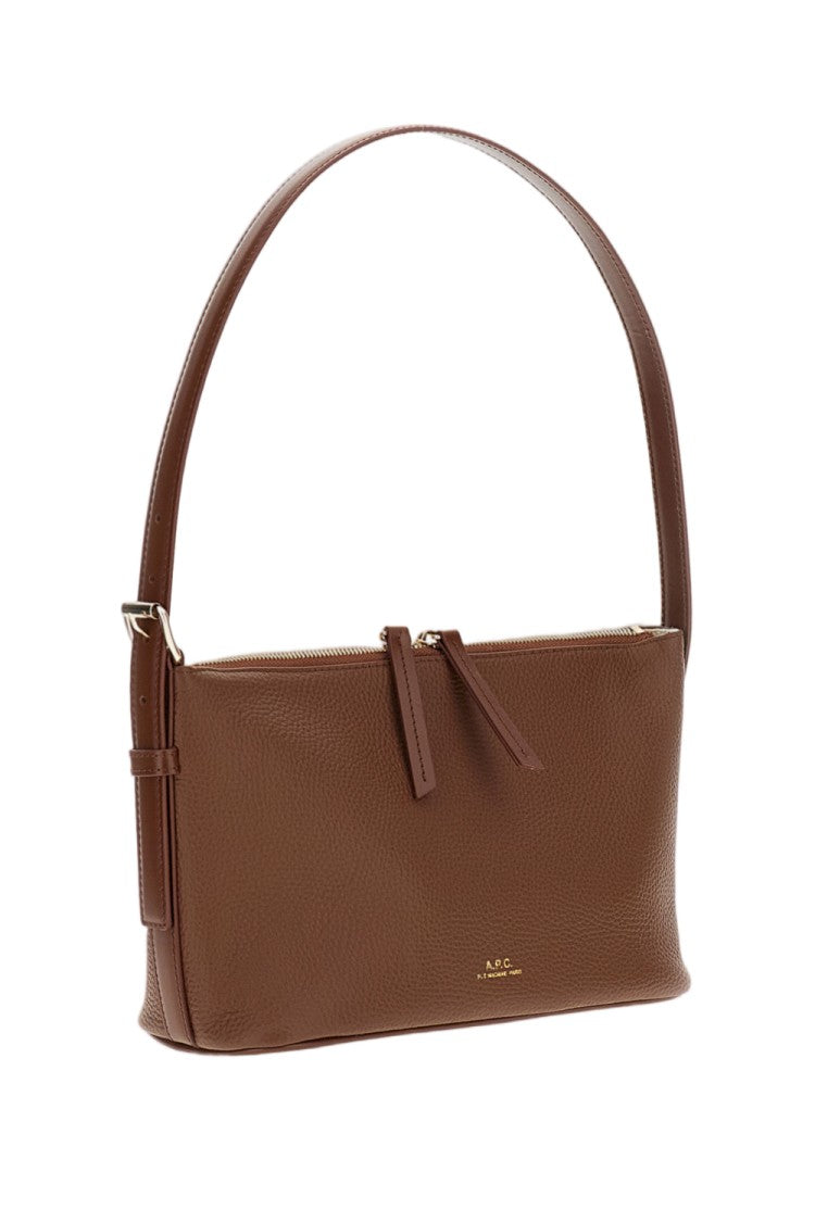 A.P.C. Brown Vera Grained Leather Shoulder Bag