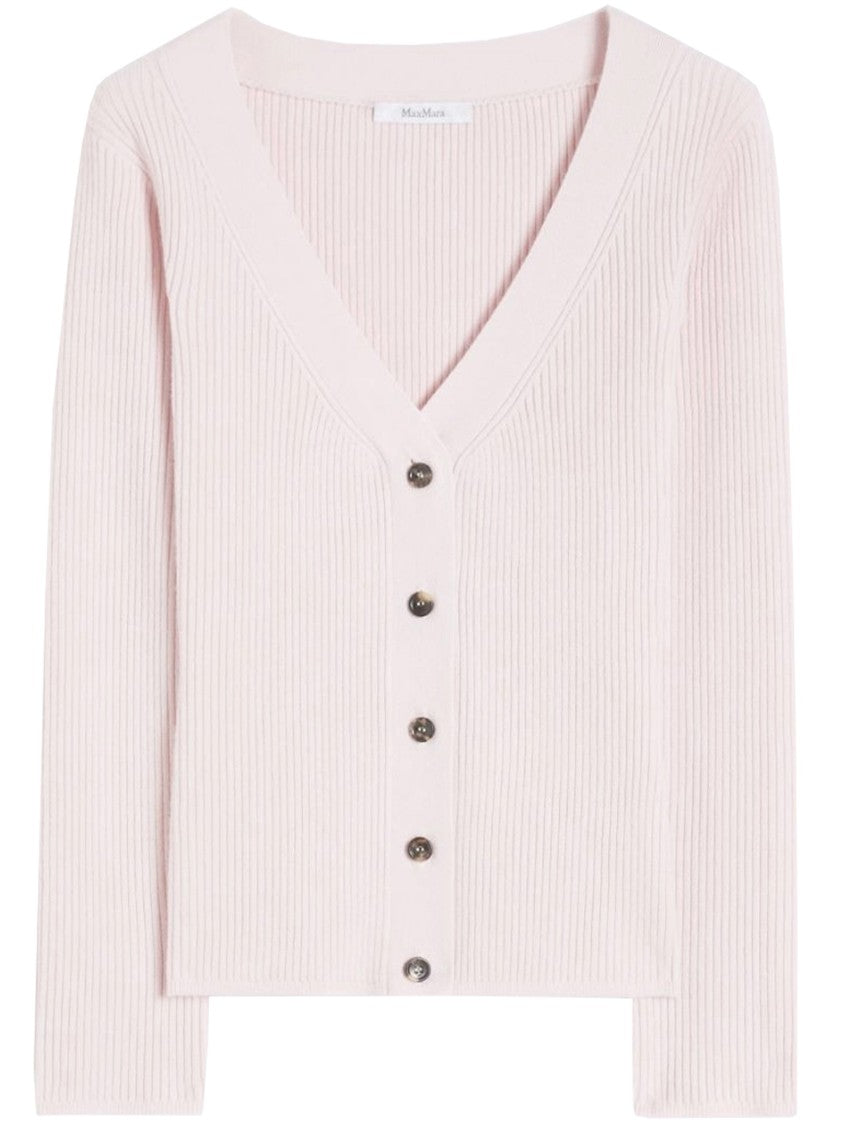 Max Mara Pink Gioiosa Ribbed Knit V Top