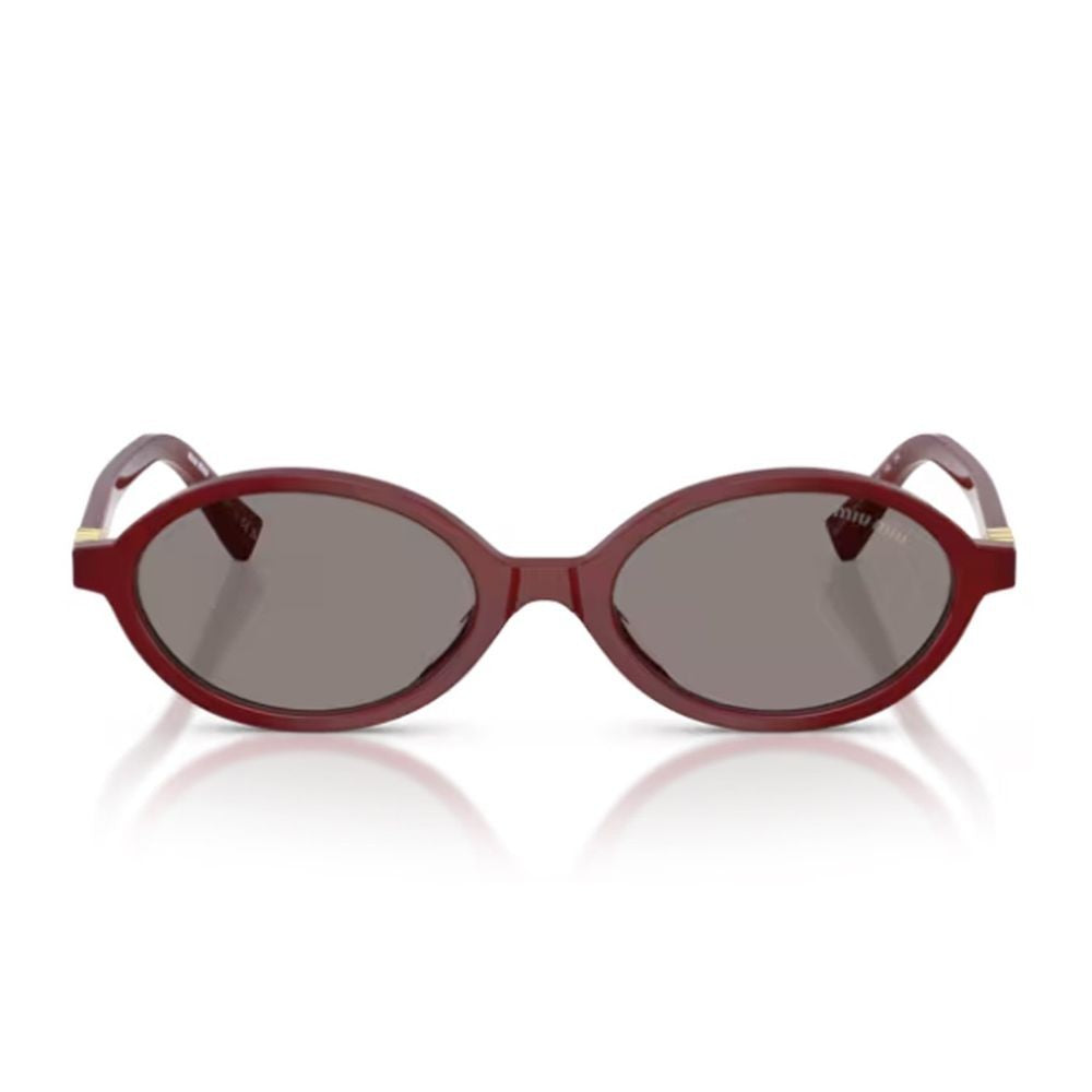 Miu Miu Compact Oval Sunglasses In Glossy Burgundy Acetate