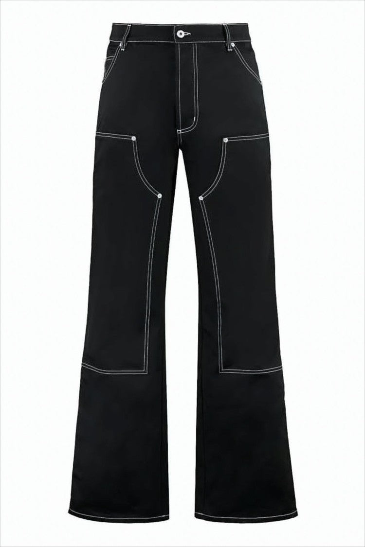 Heron Preston Wide-Leg Casual Pants With Contrast Stitching And Utility Pockets