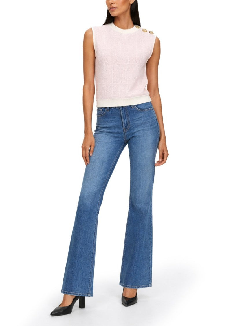 Balmain Sleeveless Jewel Button Knit Tank Top