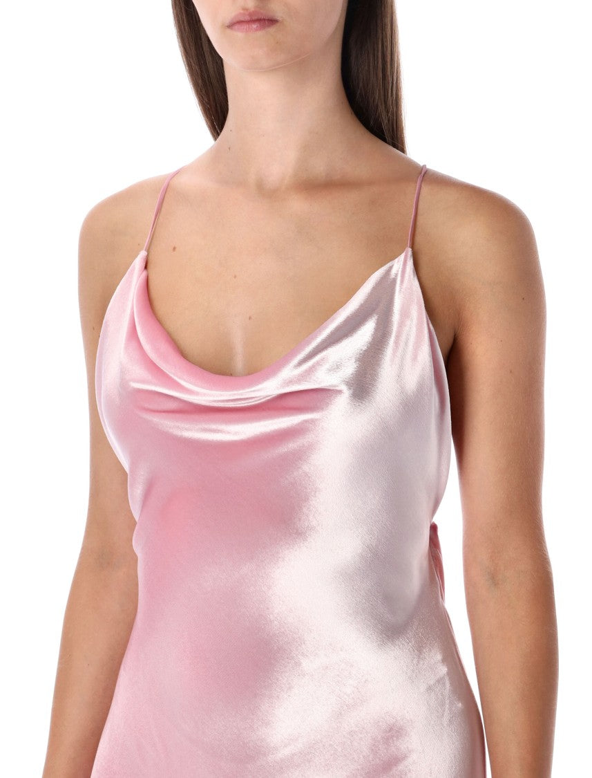 Alberta Ferretti Pink Velvet Slip Dress