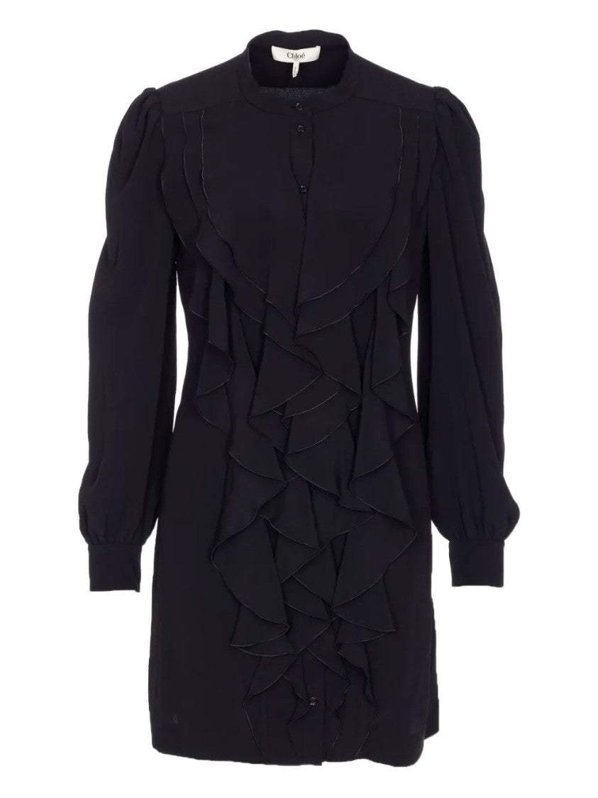Chloé Ruffled Black Blouse