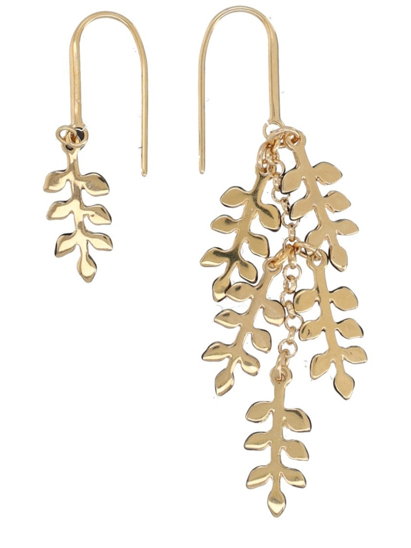 Isabel Marant Gold Pendant Asymmetrical Leaf Earrings Jewelry
