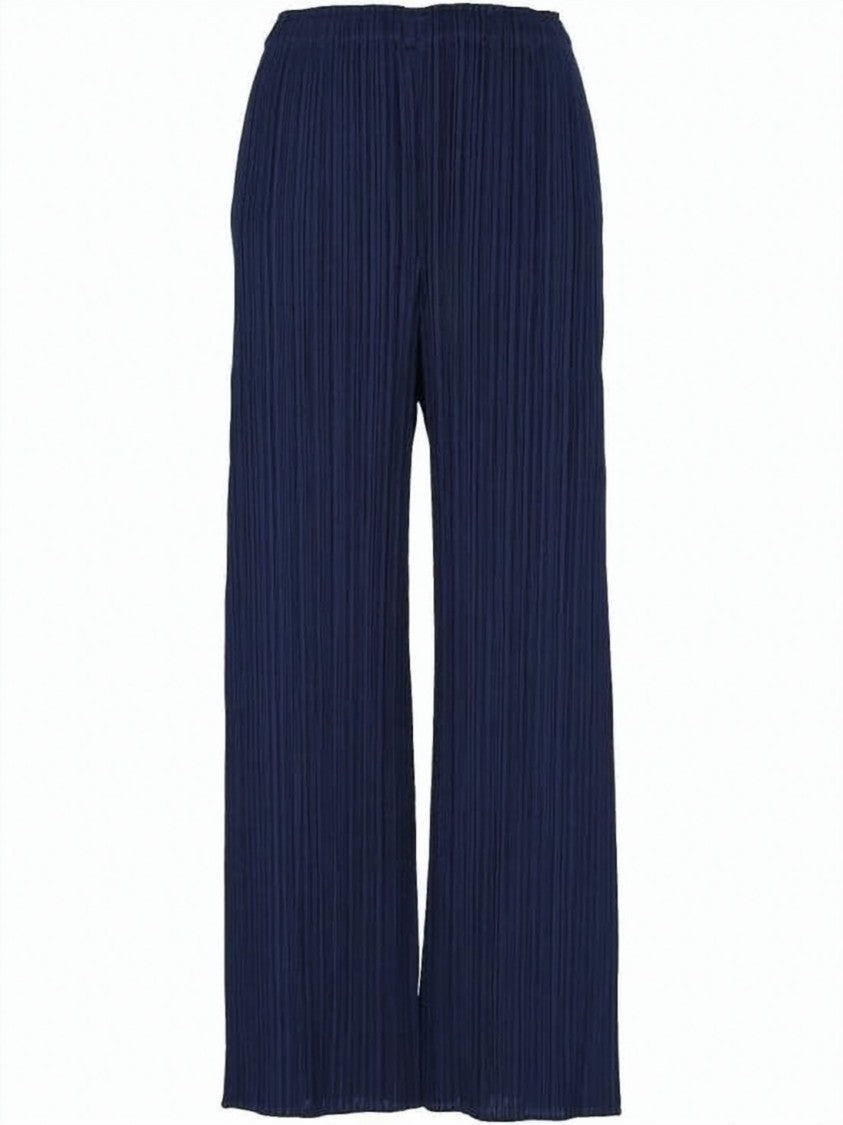 Pleats Please Wide-Leg Pleated Pants With Fluid Texture