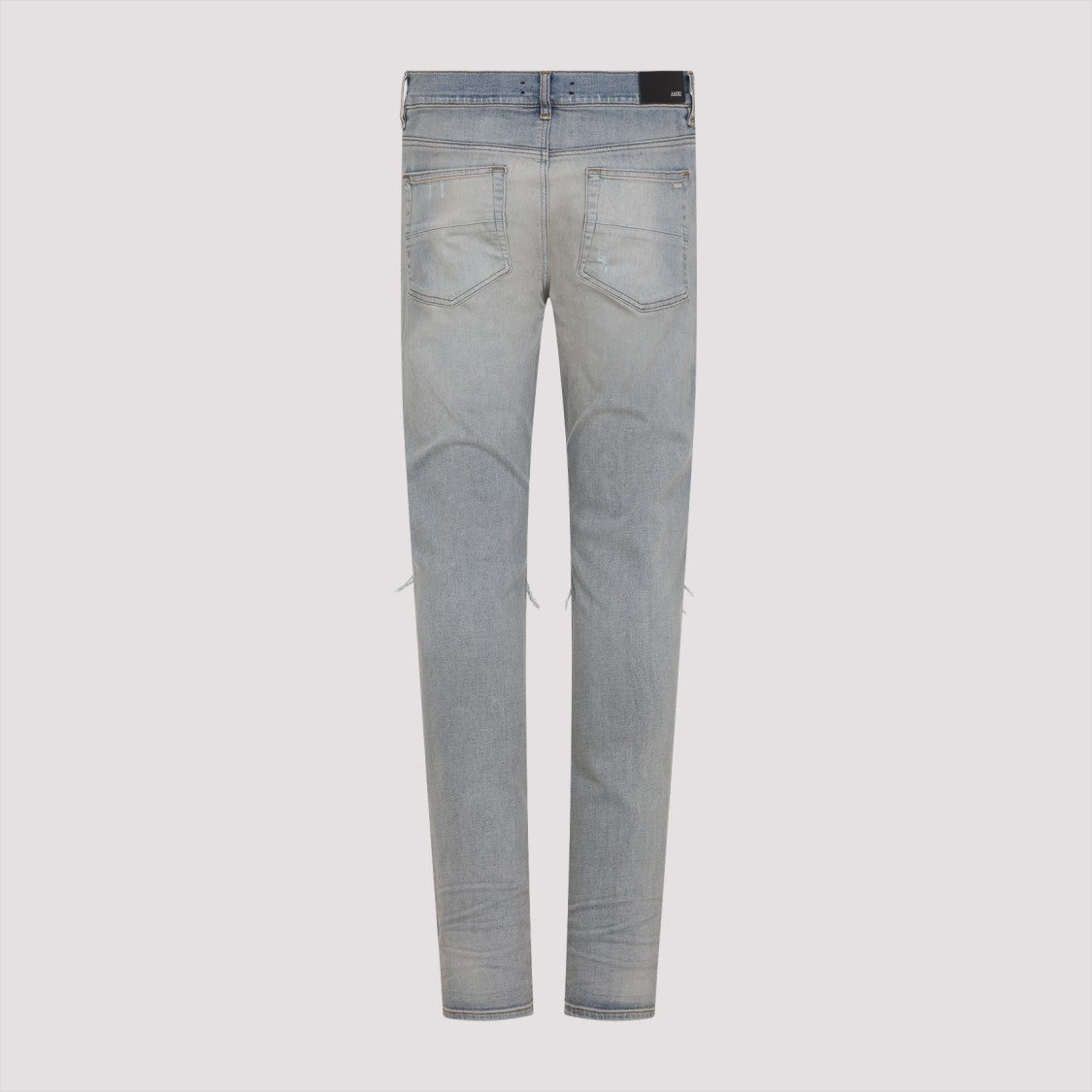 Amiri Distressed Blue Cotton Jeans With Red Accents