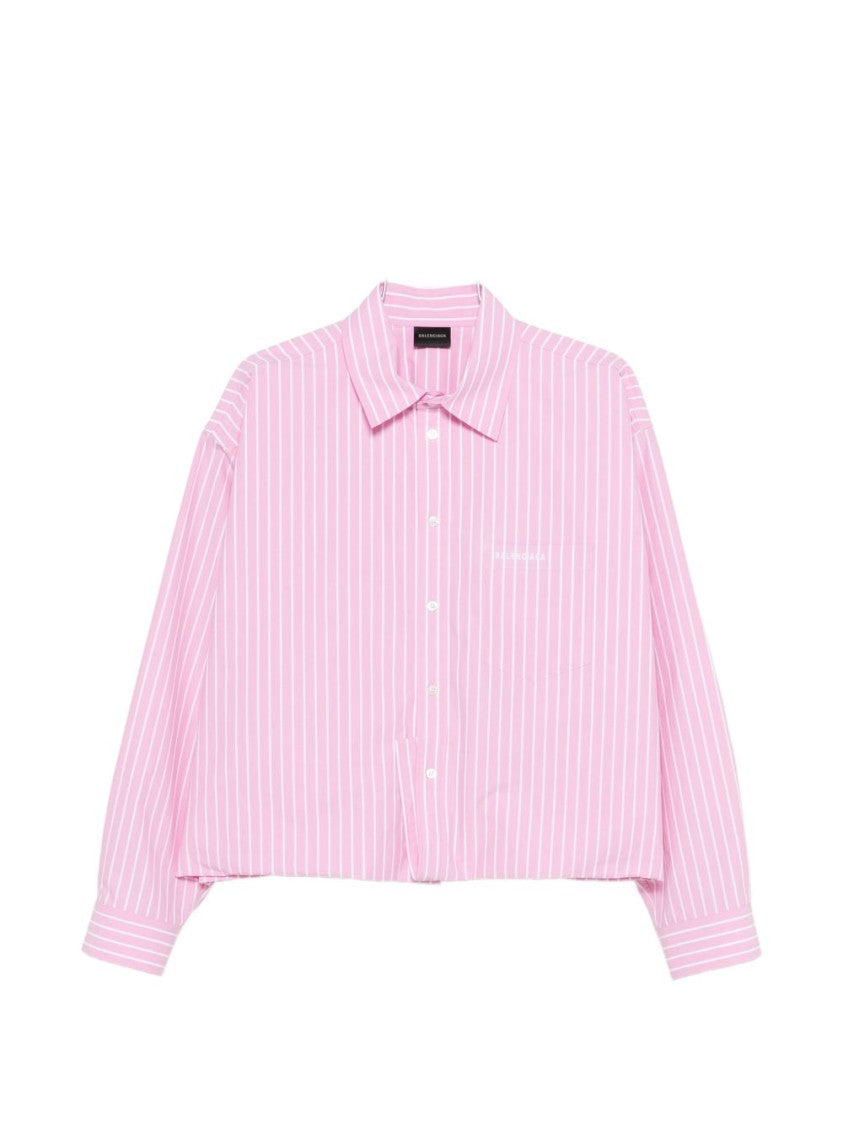 Balenciaga Cropped Button-Up Shirt With Classic Collar
