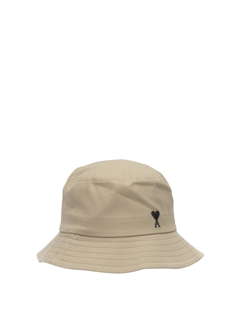 Ami Paris Beige Cotton Bucket Hat